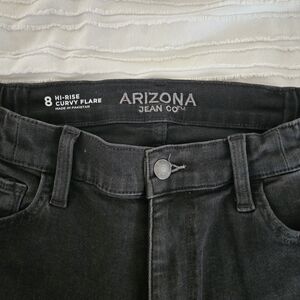 Arizona Jean Company Women's Hi-Rise Curvy Flare Jeans - Black